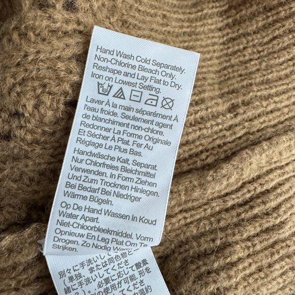 J. Crew Balloon Sleeve Cable Knit Sweater Large Alpaca Blend Tan FS-1431 - Picture 10 of 11